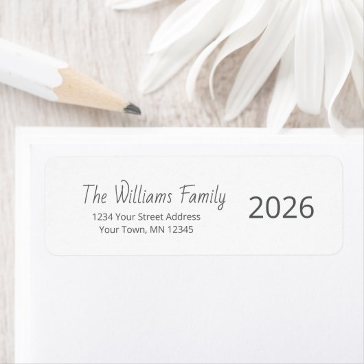 Étiquette Happy New Year 2026 Simple Return Address (En situation)