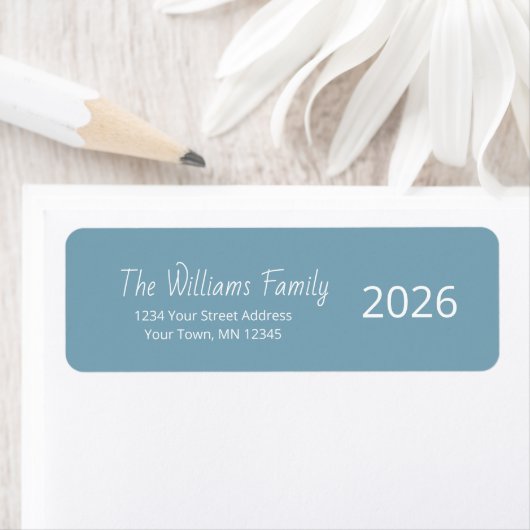 Étiquette Happy New Year 2026 Trendy Teal Return Address (En situation)