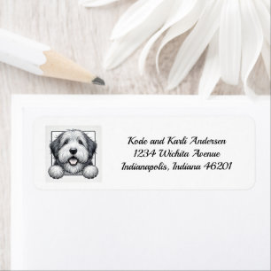 Étiquette Happy Old English Sheepdog Return Adresse Label