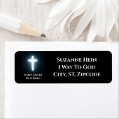 Étiquette Happy Pâques White Cross Adresse de retour (En situation)