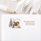 Étiquette Happy Pawlidays Chien Design - Australian Cattle C (En situation)