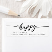 Étiquette HAPPY Script Holiday Christmas Return Adresse (En situation)
