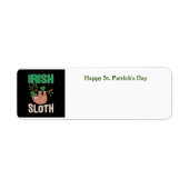 Étiquette Happy St. Patrick's Day sloth Adresse de retour (Devant)