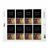 Étiquette HARLEQUIN rouge rose violet jaune (Feuille entière)