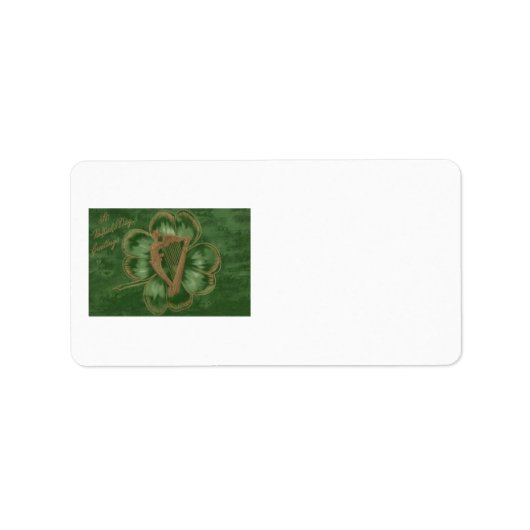 Étiquette Harpe d'Érin Trèfle à quatre feuilles Vert (Devant)
