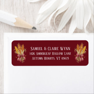 Étiquette Harvest Corn Autumn Ribbon Return Address
