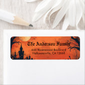 Étiquette Haunted éffrayant House Halloween Adresse de retou (En situation)