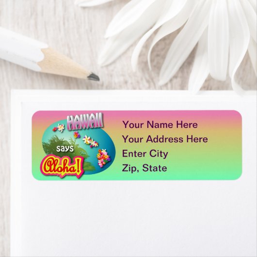 Étiquette Hawaii Dit Aloha ! (En situation)