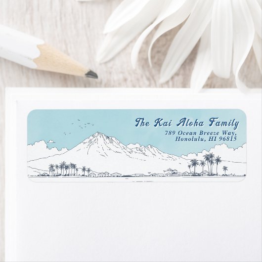 Étiquette Hawaii Mountain Blue sky- Return Customizable