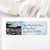 Étiquette Hawaii plage de sable noir amour coeur adresse per (En situation)