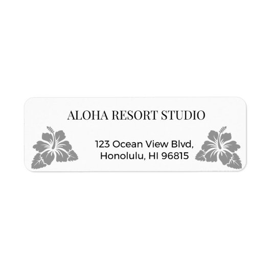 Étiquette Hawaiian Minimal Hibiscus - Reply Address (Devant)