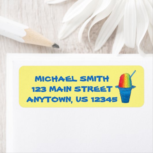 Étiquette Hawaiian Rainbow Shave Ice Frozen Dessert Hawaii (En situation)