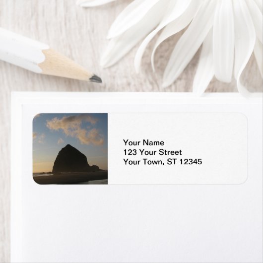 Étiquette Haystack Rock, Cannon Beach (En situation)