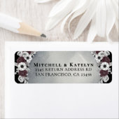Étiquette Headstone Floral Dark Gothic Wedding Address (En situation)