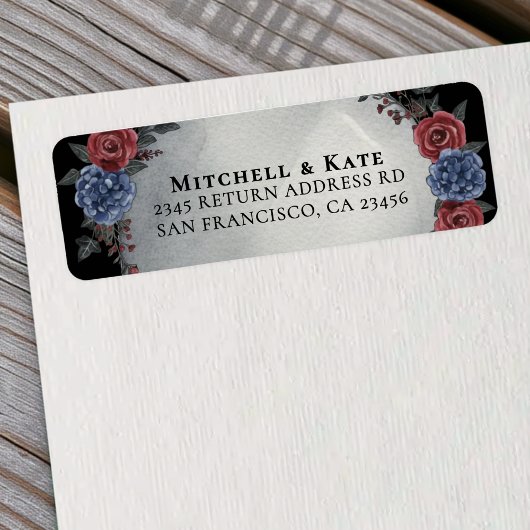 Étiquette Headstone Floral Dark Gothic Wedding Address