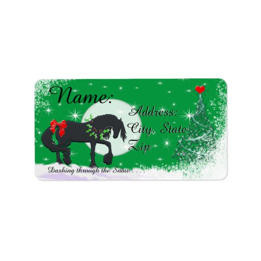 Étiquette Heart Horses VI Holiday (Holiday Tree) (Devant)