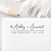 Étiquette Heart Script Couple Return Address Label (En situation)