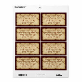 Étiquette Hébreu Aaronique bénédiction (Feuille entière)