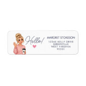 Étiquette Hello Blonde Lady Heart Return Address Label  (Devant)