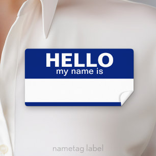 Étiquette Hello my name is - Blue - area for Employee Name
