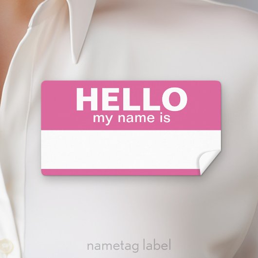Étiquette Hello my name is - Pink - area for Employee Name
