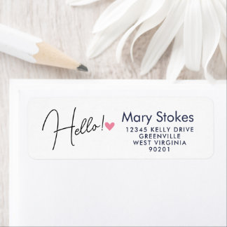 Étiquette Hello with Heart Return Address Label | Cute Minim