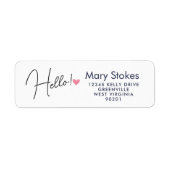 Étiquette Hello with Heart Return Address Label | Cute Minim (Devant)