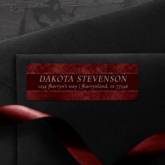 Étiquette Henné Romance | Red Satiny Grunge Adresse