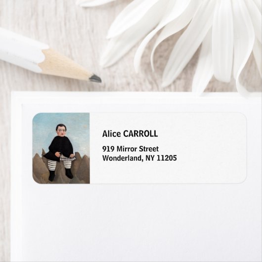 Étiquette Henri Rousseau - Garçon sur les rochers (En situation)