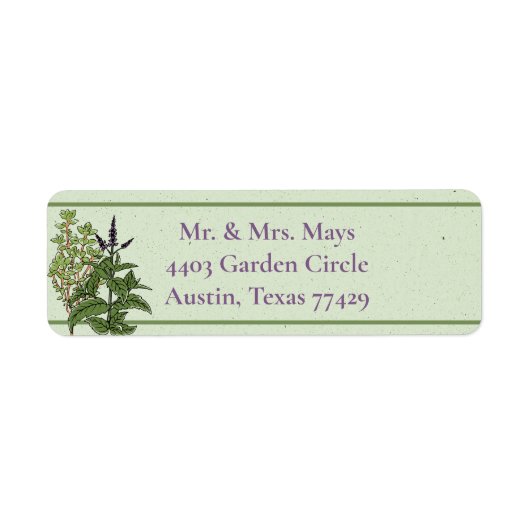Étiquette Herb Green Garden Return Address Label (Devant)