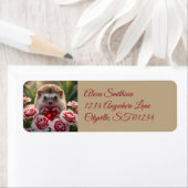 Étiquette Hérisson mignon de janvier avec cœur de grenat (En situation)