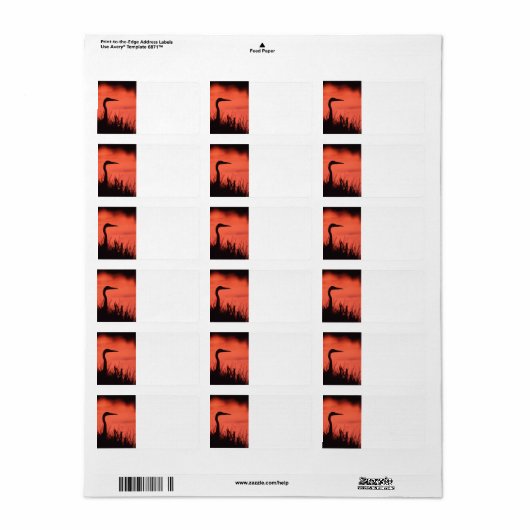 Étiquette héron (Feuille entière)