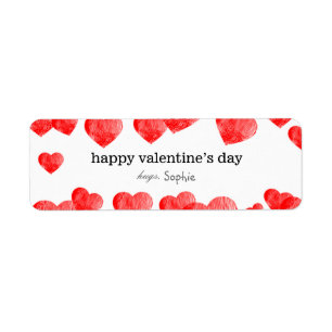 Étiquette Heureuse Sainte-Valentin Red Hearts