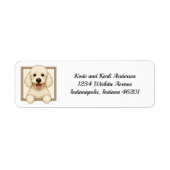 Étiquette Heureux Poodle blanc Adresse de retour (Devant)