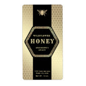 Étiquette Hexagon moderne branche or bee miel pot (Devant)