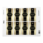 Étiquette Hexagon moderne branche or bee miel pot (Feuille entière)