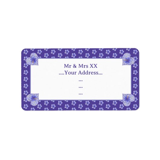 Étiquette Hibiscus & dentelle BLEU (Devant)