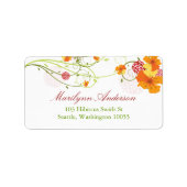 Étiquette Hibiscus et hirondelles jaune Adresse du Mariage d (Devant)