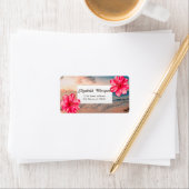 Étiquette Hibiscus hawaïen tropical, mer (En situation)