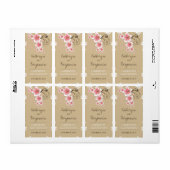 Étiquette Hibiscus rose tropical Bouteille de mariage de pla (Feuille entière)