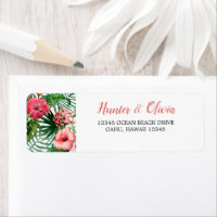 Hibiscus rose tropical Mariage de palmier vert