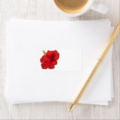 Étiquette Hibiscus rouge sur blanc - Modèle Customisé (En situation)