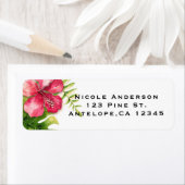 Étiquette Hibiscus Tropical Blanc Feuille Chic Mariage Aloha (En situation)