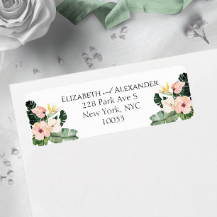 Étiquette Hibiscus Tropical Mariage Adresse de retour Label