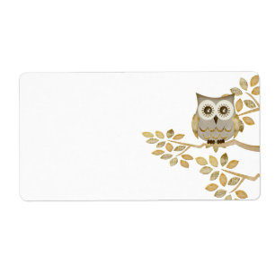 Étiquette Hibou large de yeux dans l'étiquette d'arbre