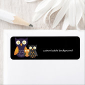 Étiquette Hiboux Violet/Orange/Noir, fond personnalisable (En situation)