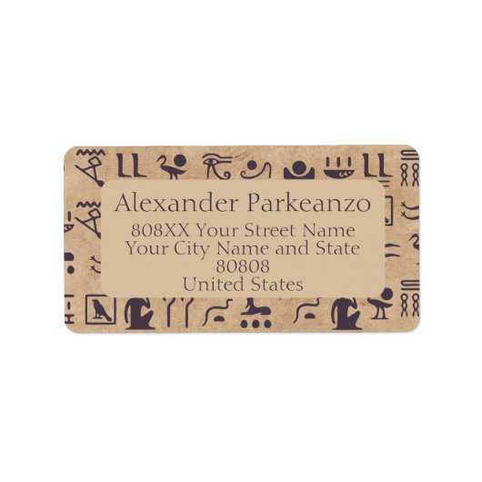 Étiquette Hiéroglyphes égyptiens anciens Art sur parchemin (Devant)