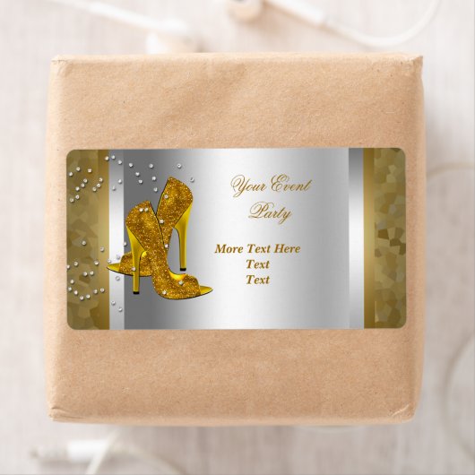 Étiquette High Heel Chaussures Silver Gold Event (En situation)