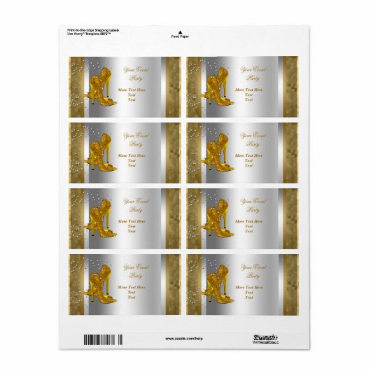 Étiquette High Heel Chaussures Silver Gold Event (Feuille entière)