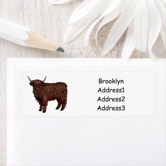 Étiquette Highland cow (En situation)